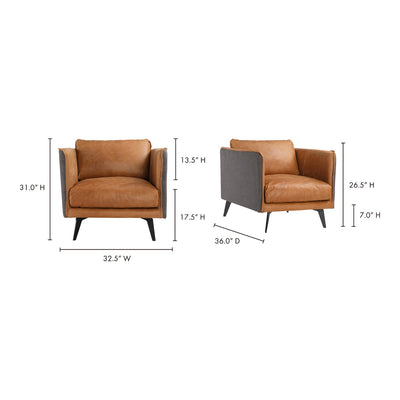 product image for Messina Leather Arm Chair Cigare Tan Leather 7 4
