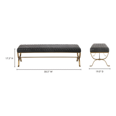 product image for Teatro Bench Onyx Black Leather 5 5