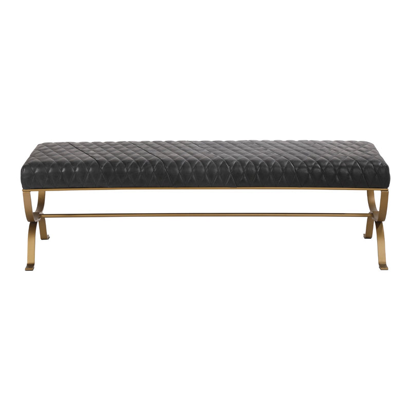 media image for Teatro Bench Onyx Black Leather 1 263