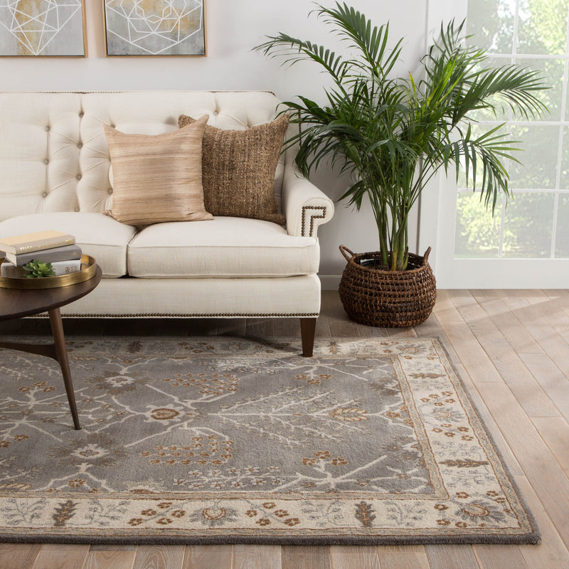 media image for Chambery Floral Rug in Charcoal Gray & Rainy Day design by Jaipur Living 218