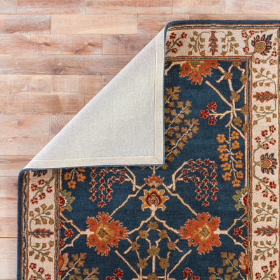 product image for chambery floral rug in dark blue lily white design by jaipur 3 66