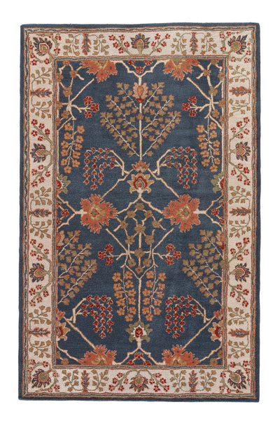 product image for chambery floral rug in dark blue lily white design by jaipur 1 59
