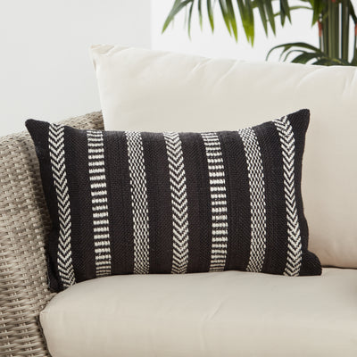 product image for Pampas Papyrus Indoor/Outdoor Black & Ivory Pillow 4 83