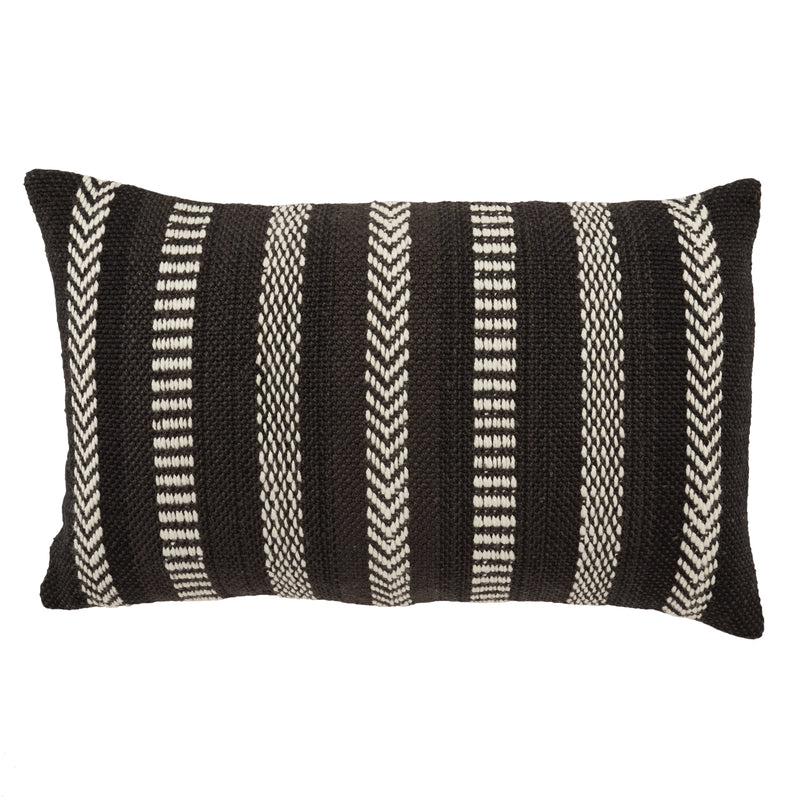 media image for Pampas Papyrus Indoor/Outdoor Black & Ivory Pillow 1 235