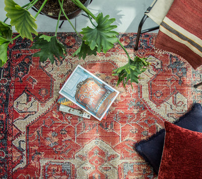 product image for Leighton Indoor/ Outdoor Medallion Red & Blue Area Rug 55