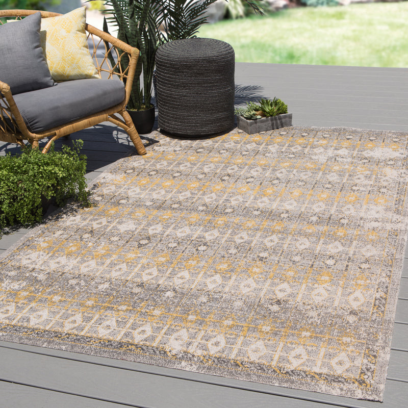 media image for giralda indoor outdoor trellis light gray yellow rug design by jaipur 8 292