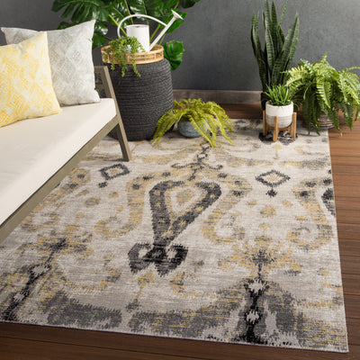product image for Zenith Indoor/ Outdoor Ikat Gray/ Yellow Rug design by Jaipur Living 61
