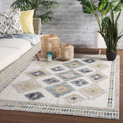 product image for Dez Indoor/ Outdoor Tribal Blue & Yellow Area Rug 81