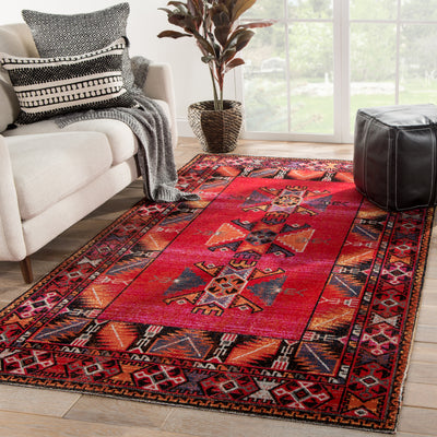 product image for paloma indoor outdoor tribal red black rug design by jaipur 7 26