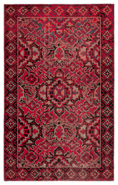 product image for Chaya Indoor/ Outdoor Medallion Red & Black Area Rug 55