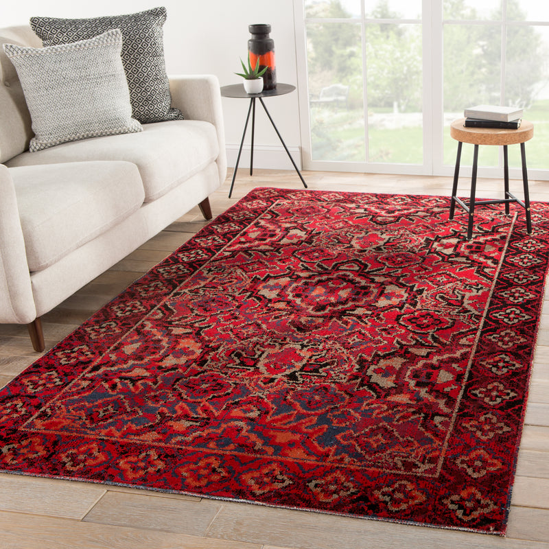 media image for Chaya Indoor/ Outdoor Medallion Red & Black Area Rug 218