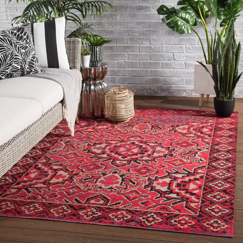 media image for Chaya Indoor/ Outdoor Medallion Red & Black Area Rug 253