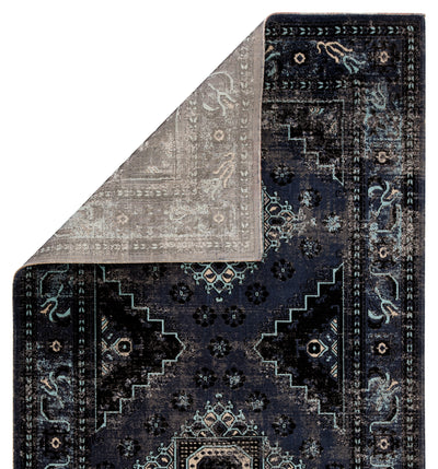 product image for Westlyn Indoor/ Outdoor Medallion Black & Blue Area Rug 24