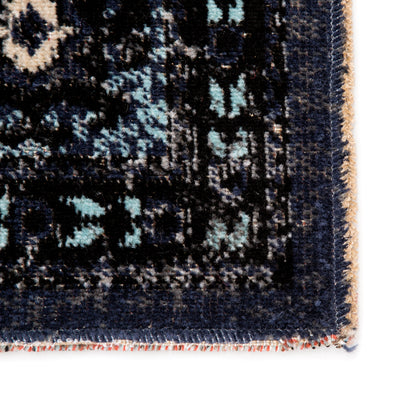 product image for Westlyn Indoor/ Outdoor Medallion Black & Blue Area Rug 55
