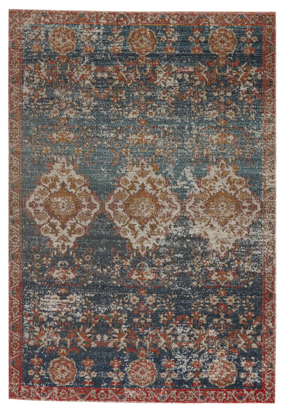 product image of Freemond Indoor/Outdoor Medallion Rug in Blue & Red by Jaipur Living 537
