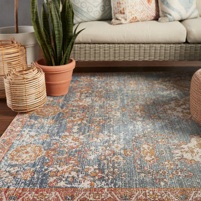 product image for Freemond Indoor/Outdoor Medallion Rug in Blue & Red by Jaipur Living 36