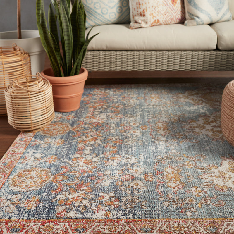 media image for Freemond Indoor/Outdoor Medallion Rug in Blue & Red by Jaipur Living 215