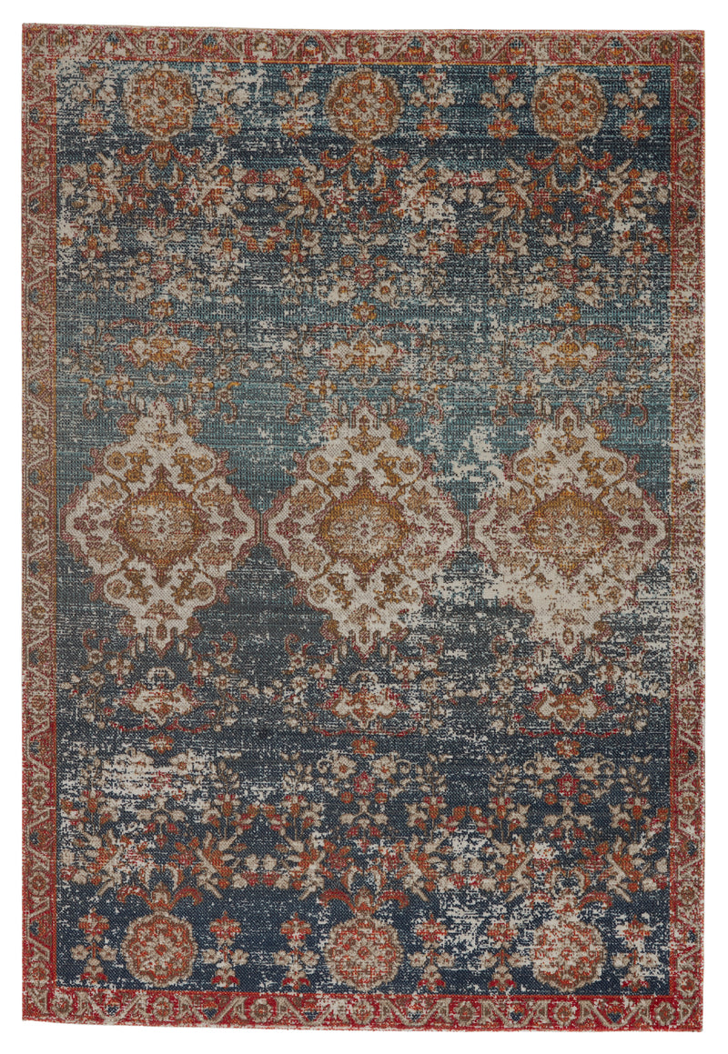 media image for Freemond Indoor/Outdoor Medallion Rug in Blue & Red by Jaipur Living 285