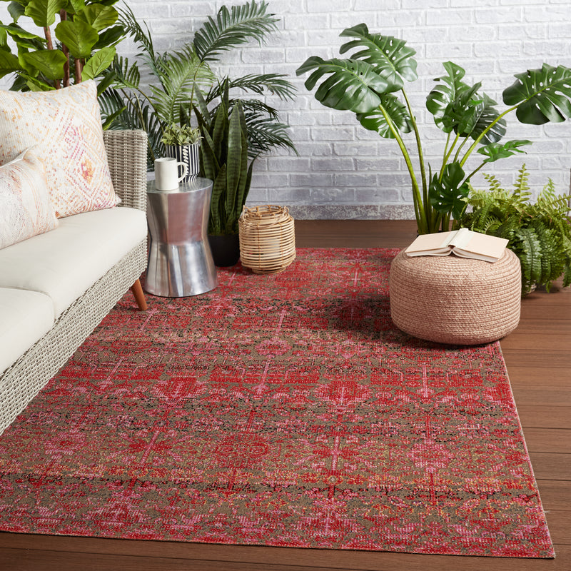 media image for Bodega Indoor/Outdoor Trellis Rug in Red & Taupe by Jaipur Living 287