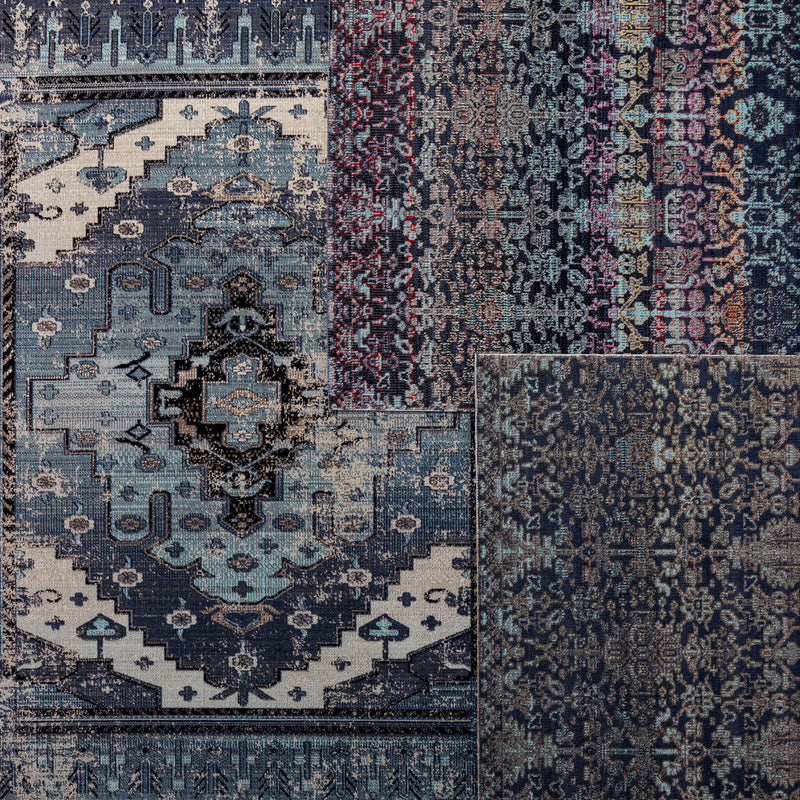 media image for Cicero Indoor/Outdoor Medallion Rug in Blue & Gray by Jaipur Living 295