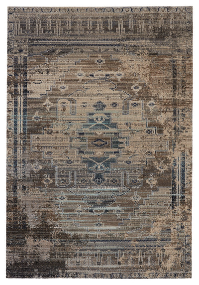 product image of Cicero Indoor/Outdoor Medallion Rug in Taupe & Blue by Jaipur Living 543