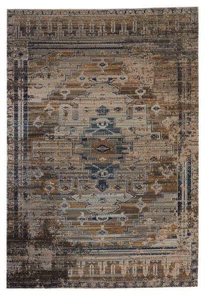 product image of Cicero Indoor/Outdoor Medallion Rug in Tan & Blue by Jaipur Living 594