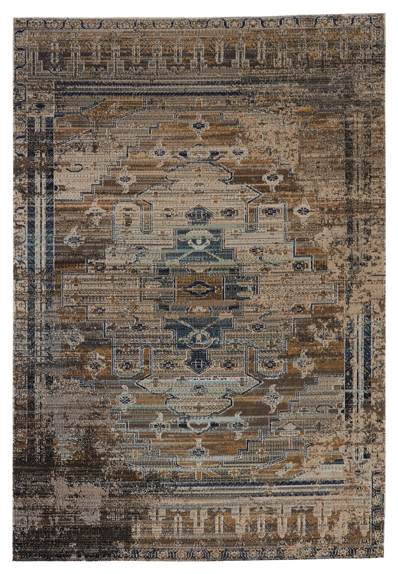 media image for Cicero Indoor/Outdoor Medallion Rug in Tan & Blue by Jaipur Living 288