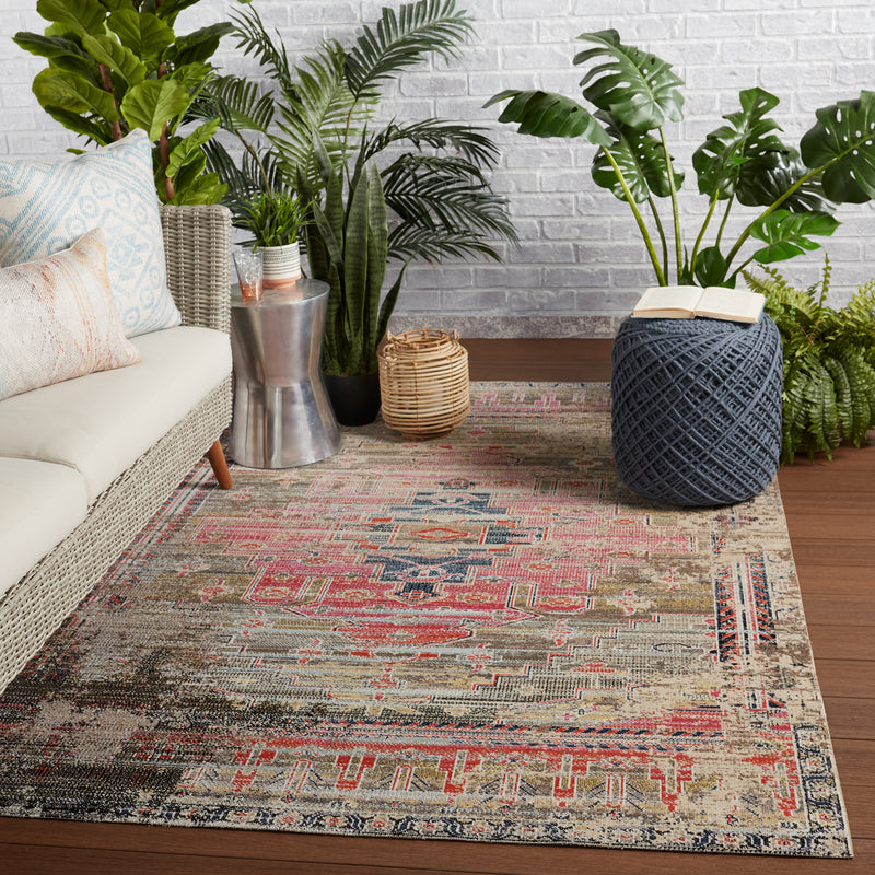 media image for Cicero Indoor/Outdoor Medallion Rug in Pink & Taupe by Jaipur Living 210