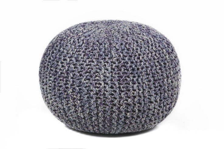 media image for hand knitted contemporary cotton pouf blue design by chandra rugs 1 244