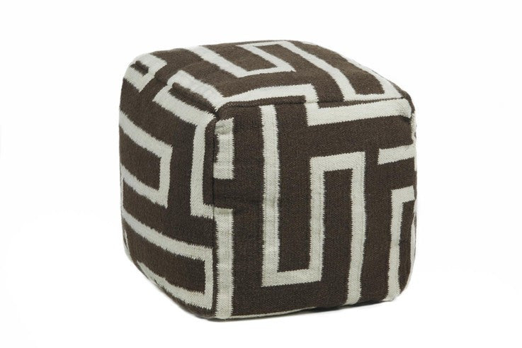 media image for hand knitted contemporary wool pouf brown design by chandra rugs 1 1 226