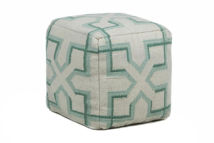 media image for hand knitted contemporary wool pouf green design by chandra rugs 1 239