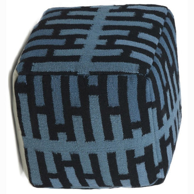 product image for hand knitted contemporary wool pouf blue design by chandra rugs 1 2 96