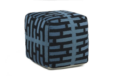 product image for hand knitted contemporary wool pouf blue design by chandra rugs 1 1 65