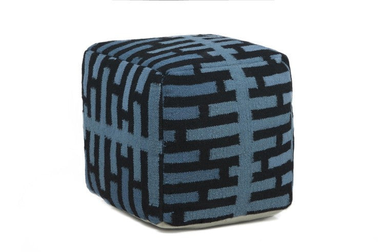 media image for hand knitted contemporary wool pouf blue design by chandra rugs 1 1 257