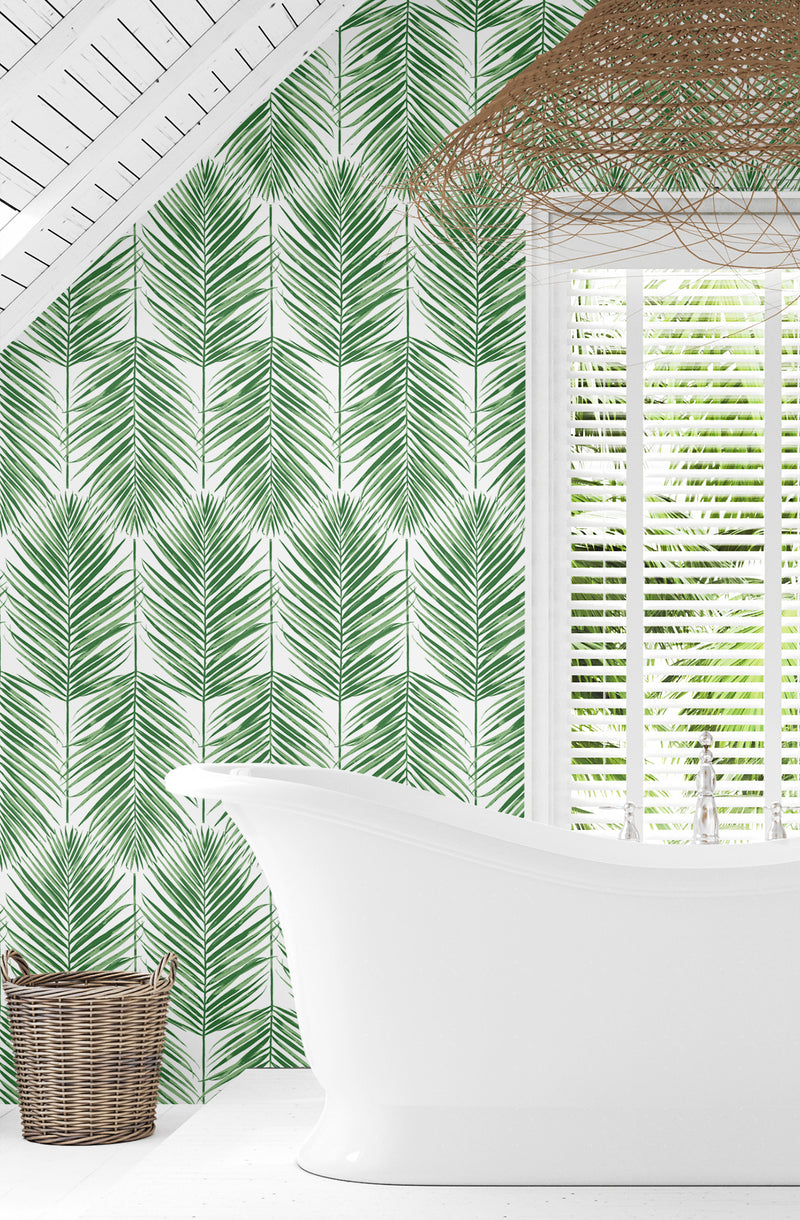 media image for Paradise Palm Prepasted Wallpaper in Greenery by Seabrook 227