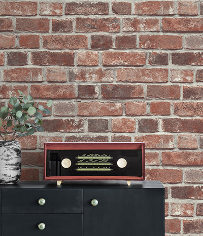 product image for Faux Red Brick Prepasted Wallpaper in Red/Charcoal by Seabrook 12