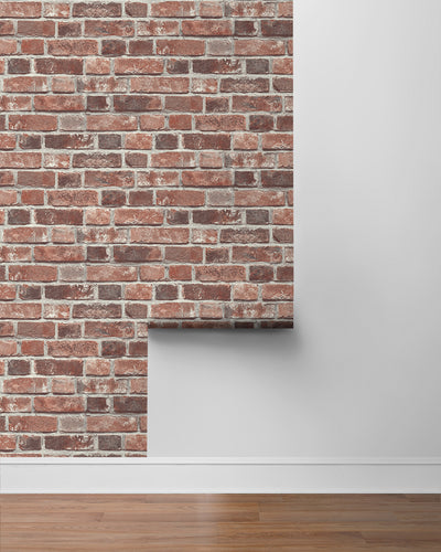 product image for Faux Red Brick Prepasted Wallpaper in Red/Charcoal by Seabrook 73