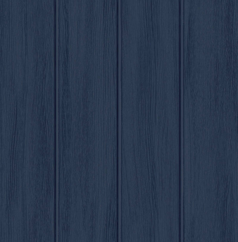 media image for Faux Wood Panel Prepasted Wallpaper in Naval Blue by Seabrook 276