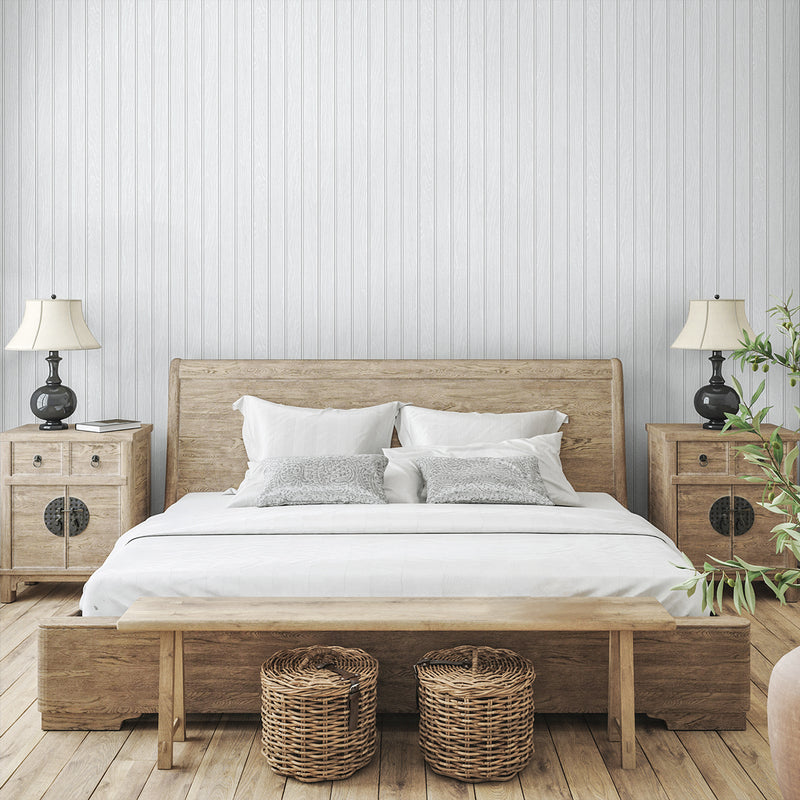 media image for Faux Beadboard Prepasted Wallpaper in Pearl Grey by Seabrook 274