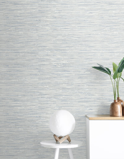 product image for Southport Faux Grasscloth Prepasted Wallpaper in Dove Grey & Bluestone 0