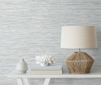 product image for Southport Faux Grasscloth Prepasted Wallpaper in Dove Grey & Bluestone 6