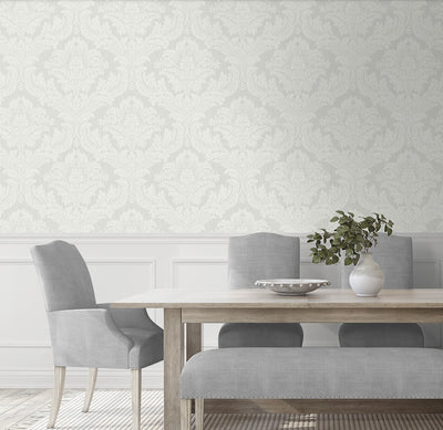 product image for Genevieve Damask Wallpaper in Morning Mist 15