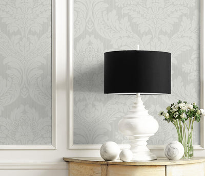 product image for Genevieve Damask Wallpaper in Morning Mist 17