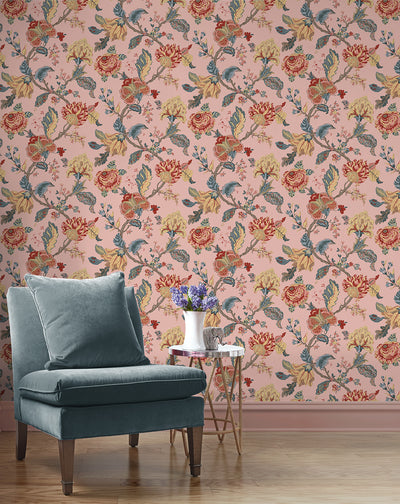 product image for Lana Jacobean Wallpaper in Blush 3