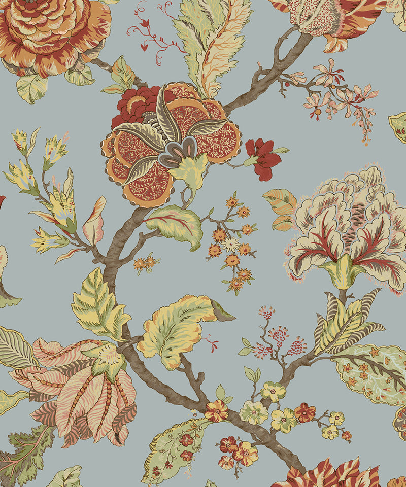 media image for Sample Acanthus Floral Prepasted Wallpaper Charcoal & Rosewood by Seabrook 232