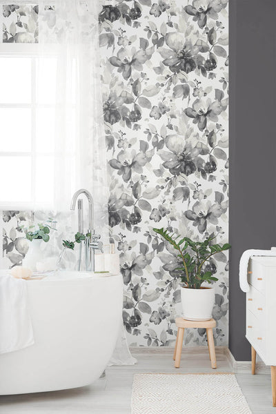 product image for Watercolor Garden Wallpaper in Inkwell 19