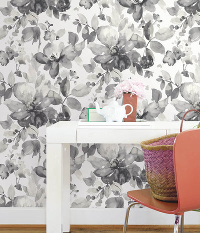 product image for Watercolor Garden Wallpaper in Inkwell 28