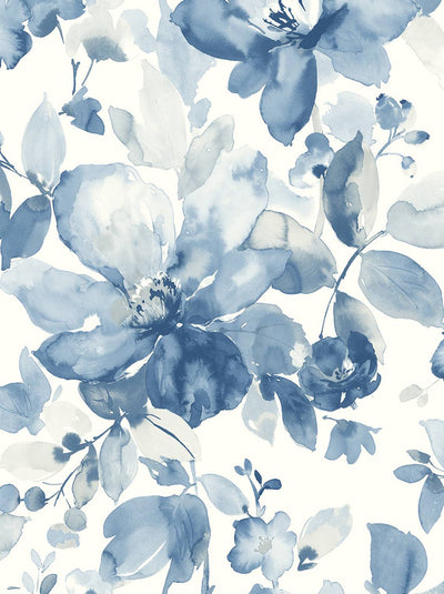 product image of Sample Watercolor Garden Wallpaper in Bluestone 573