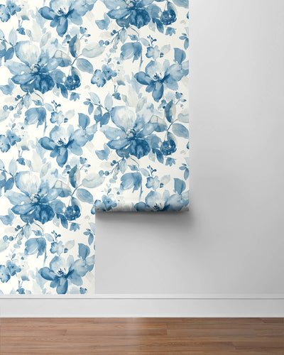 product image for Watercolor Garden Wallpaper in Bluestone 64