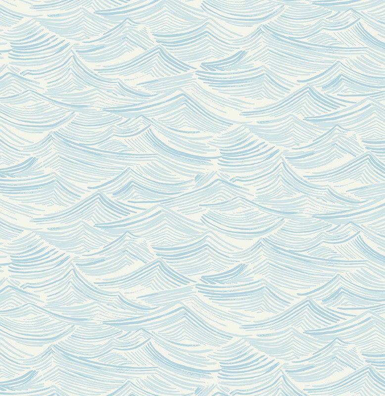 media image for Sample Seaside Waves Wallpaper in Blue Oasis 265
